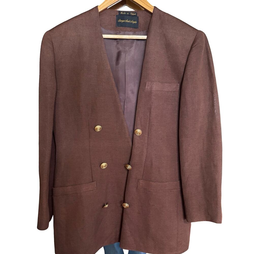 Vintage Giorgio Sant' Angelo Chocolate Brown, Double-Breasted Jacket. - Picture 2 of 10